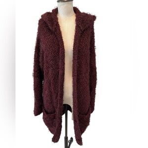 Lovestitch Deep Burgundy Homebody Hooded Cardigan - Size XS/S